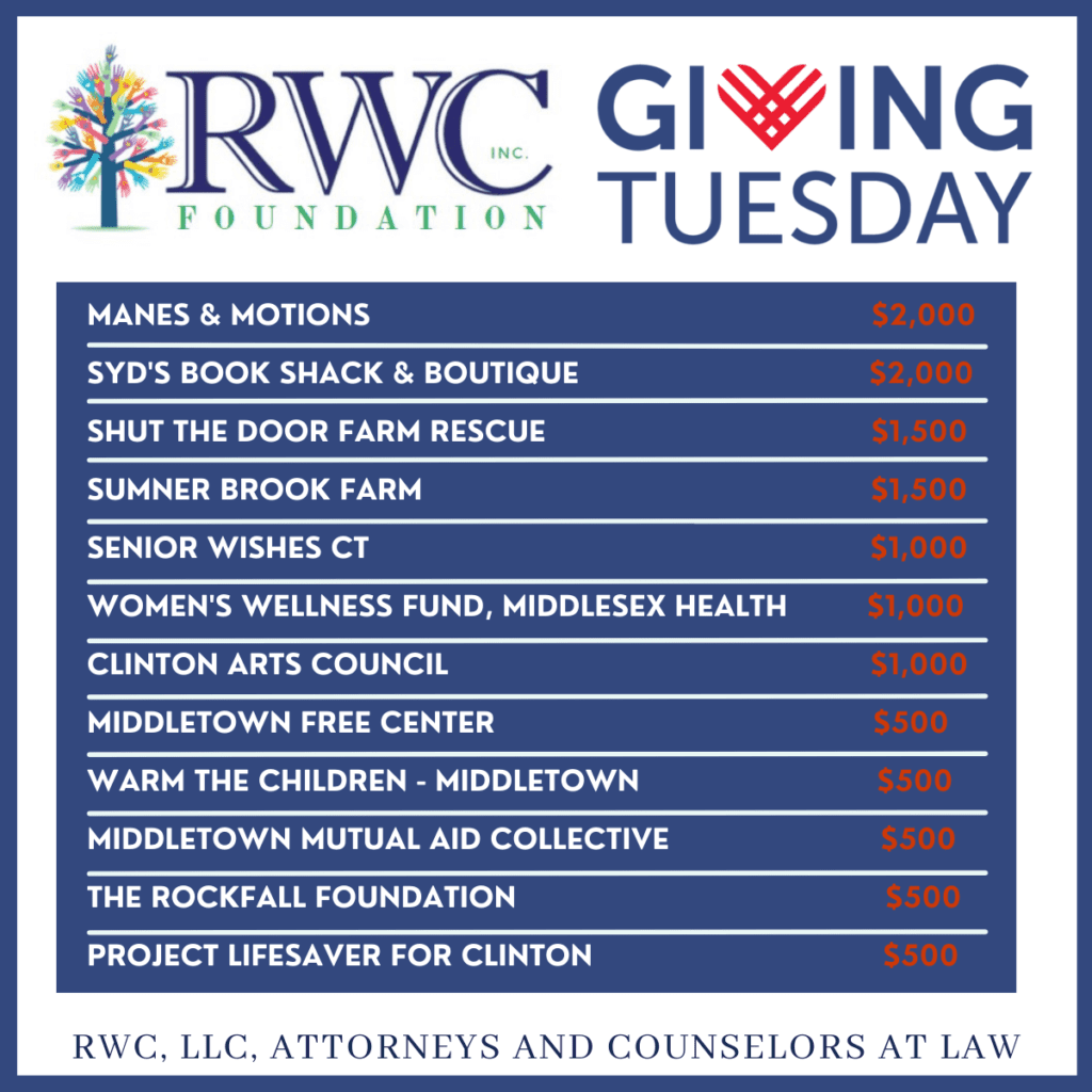 RWC Foundation and Giving Tuesday donation distribution