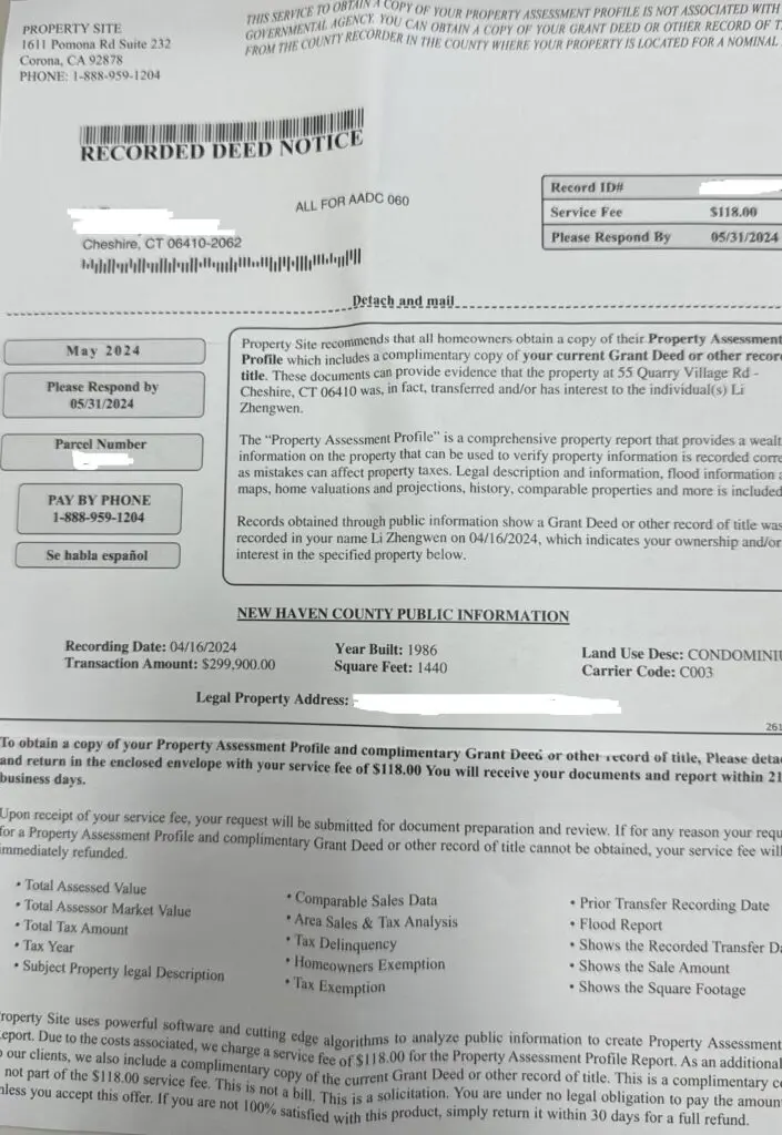 Recorded Deed Notice